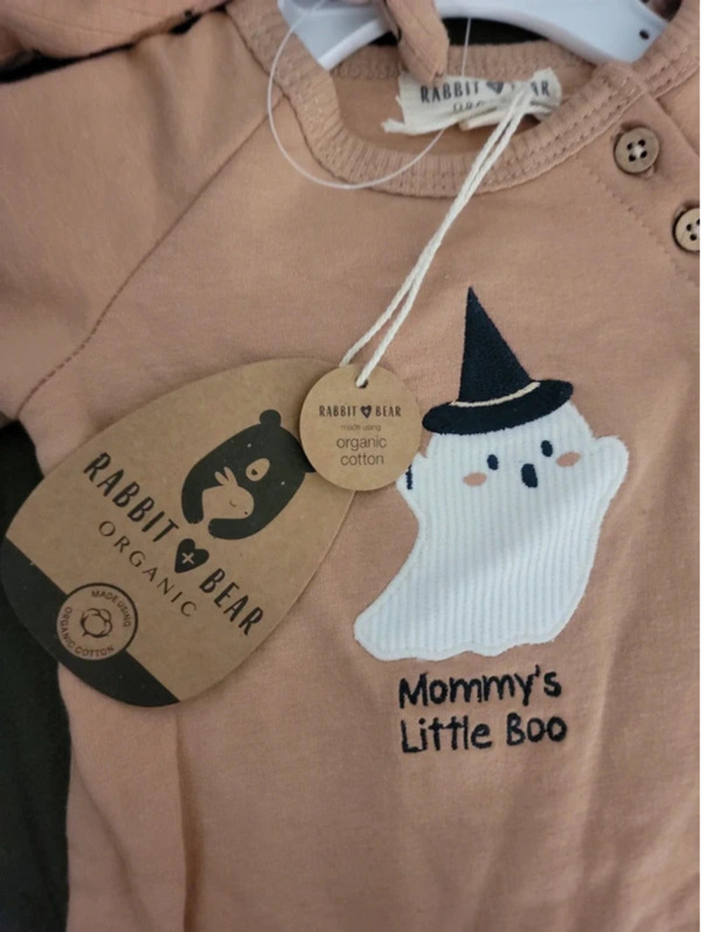 Rabbit bear organic cotton mommys little boo outfit 0 to 3 months